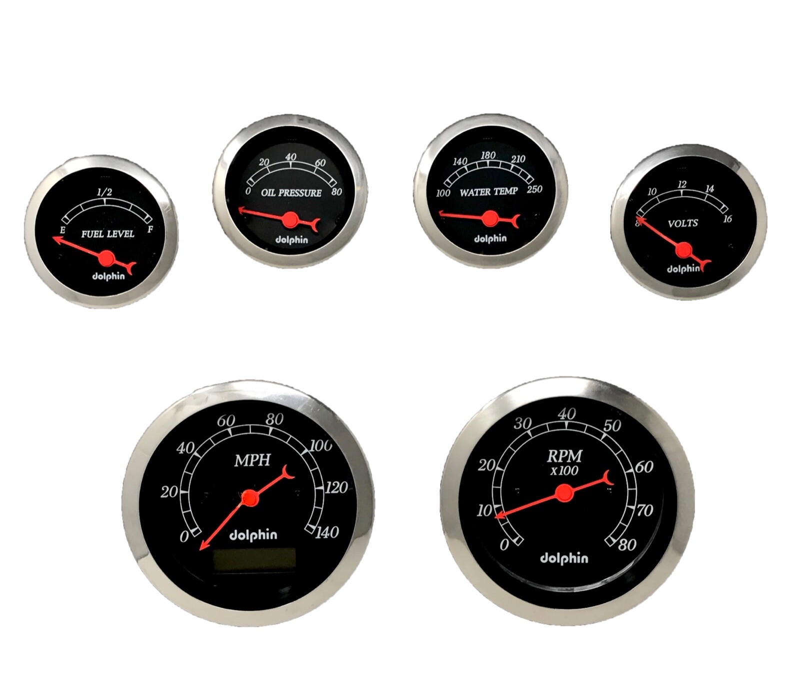 6 Gauge Hot Rod Street Rod Universal Dash Set Programmable Speedometer Black