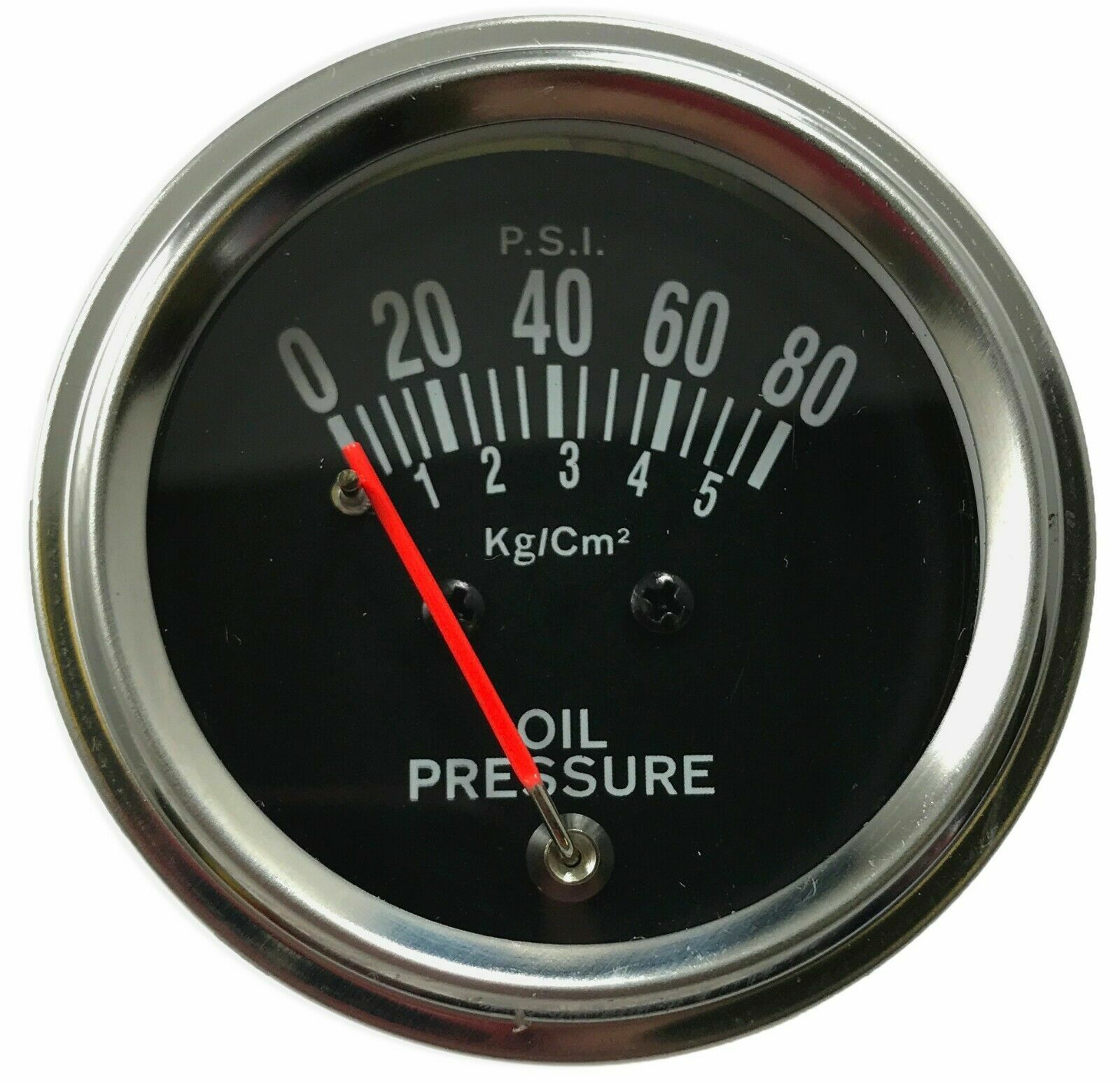 Chrome 2″ Inch Mechanical Oil Pressure Gauge Kit 0-80 PSI