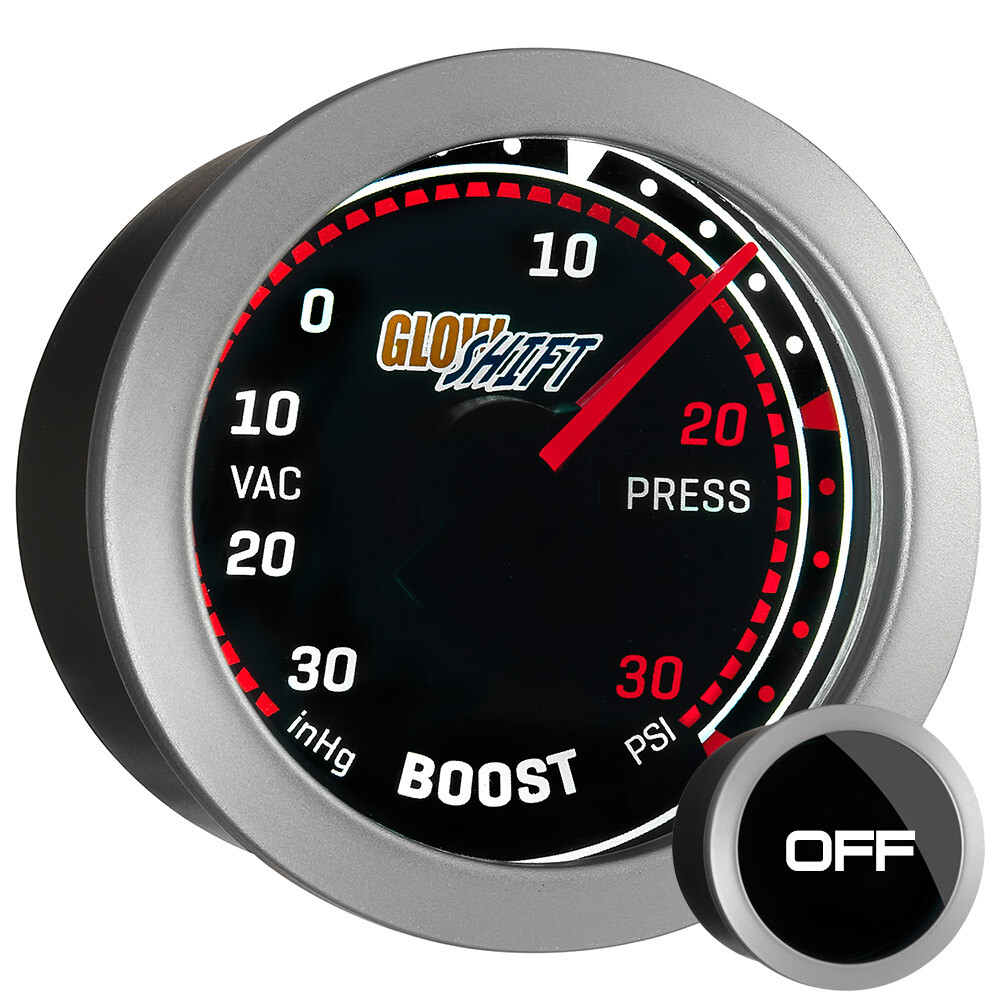 52mm GlowShift Tinted Series Turbo Boost / Vac PSI Gauge w Backlit LED Readout