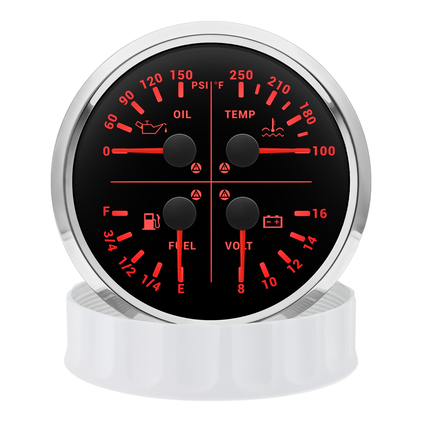 110mm 4 IN 1 Multifunction Gauge Fuel Level Oil Pressure Water Temp Volt US