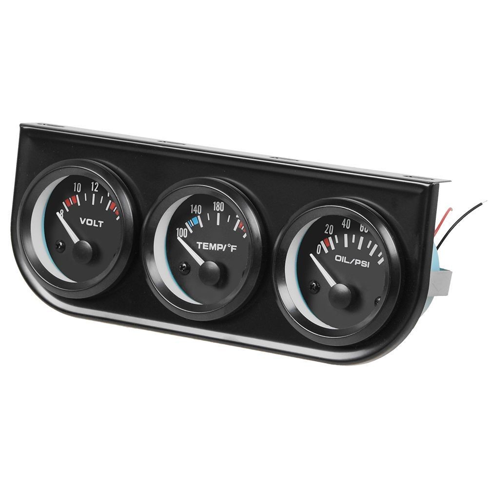 2″ 52mm 3-in-1 Auto Car Triple Gauge Set Kit Water Temp Oil Pressure Volt Meter