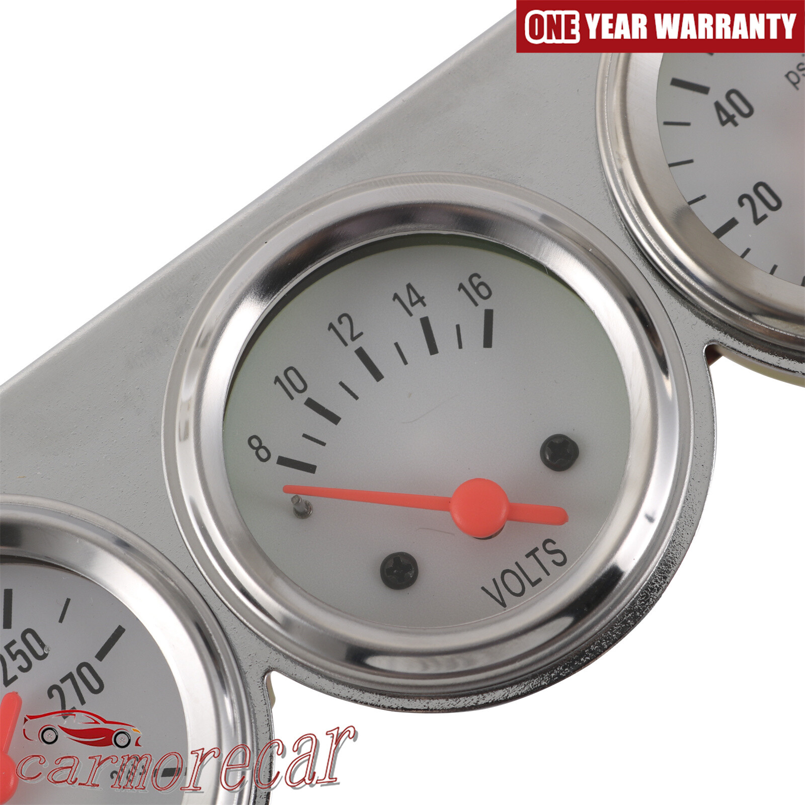 Mechanical Chrome Triple Gauge Set Water Temp Oil Pressure Volt Meter 2” 52mm