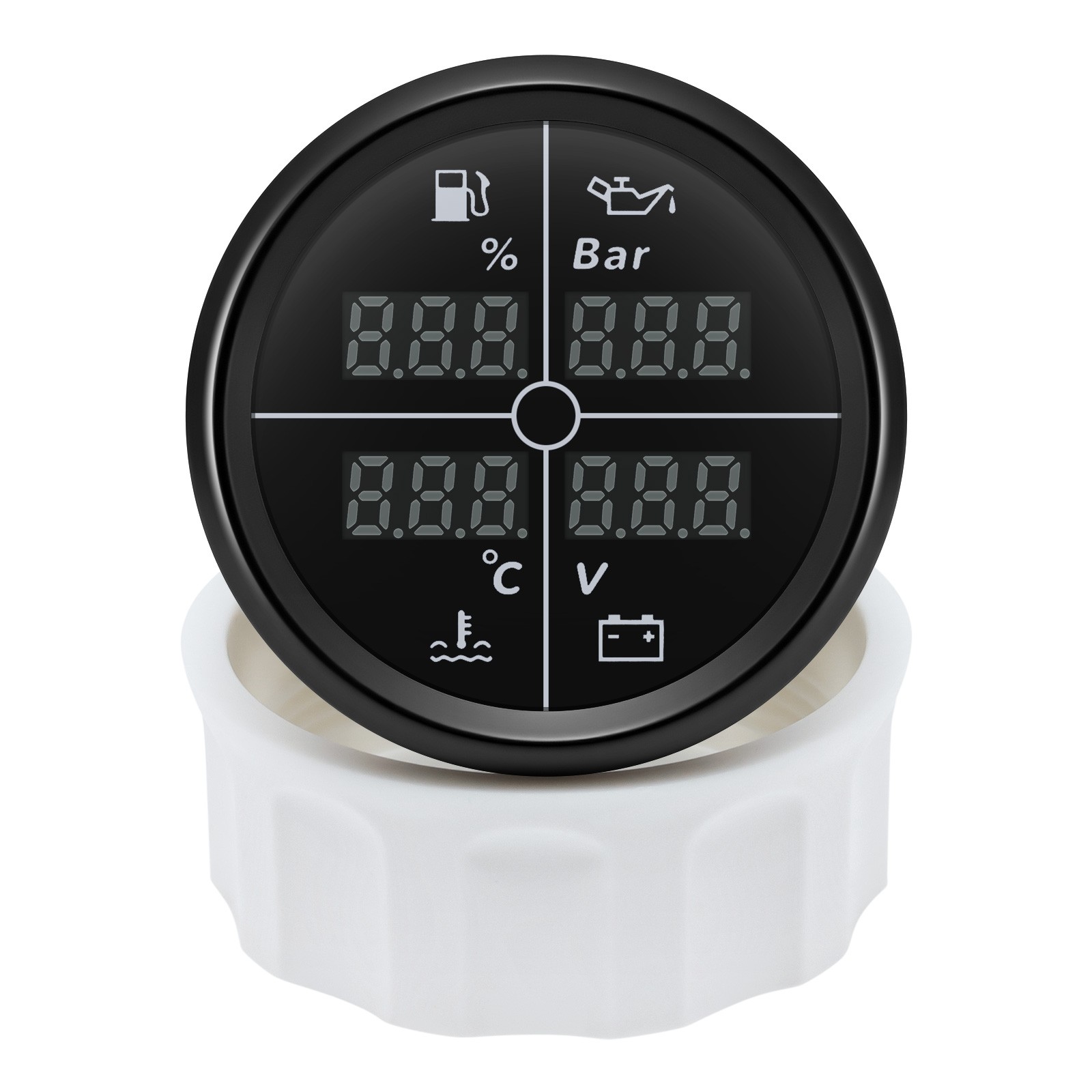52mm 4 IN 1 Multifunction Gauge Fuel Oil Pressure Water Temp Volt With Sensor