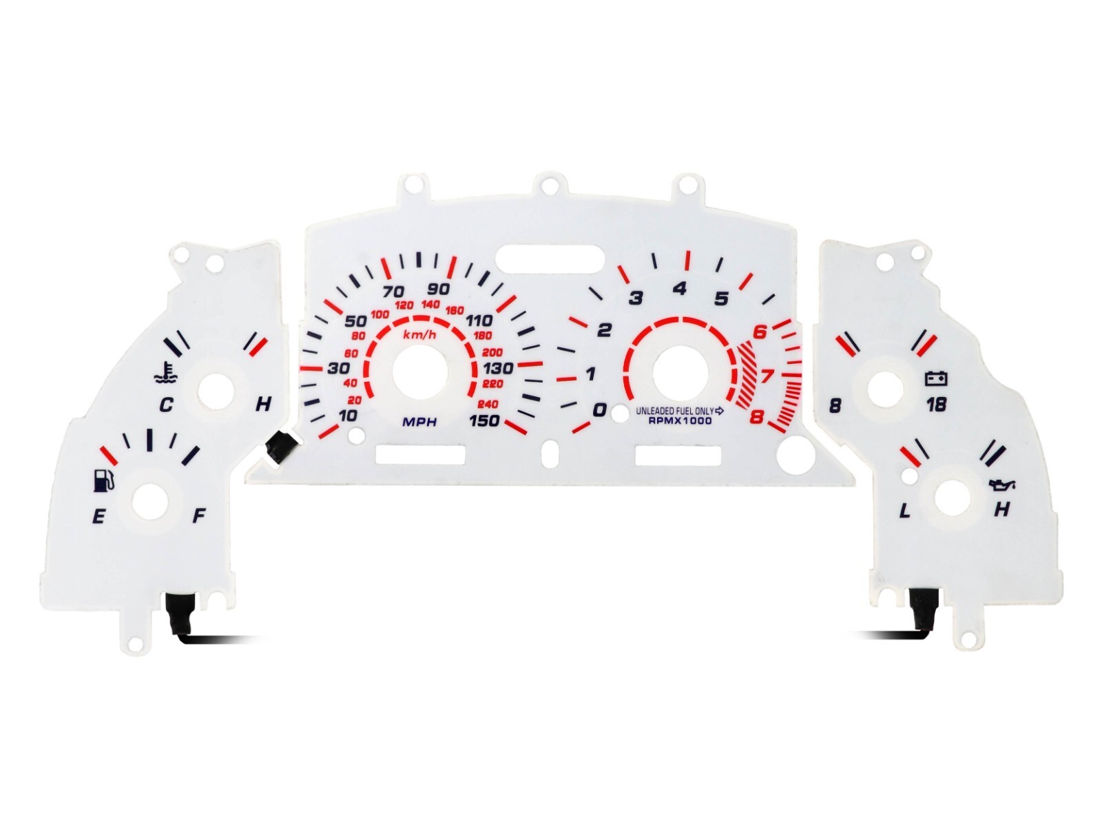 BLUE Reverse Glow Gauge Black Overlay For 96-98 Ford Mustang GT 150MPH Cluster