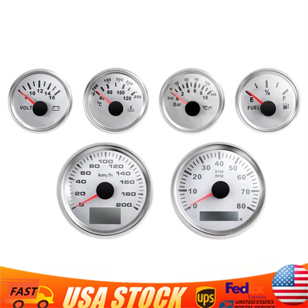 Universal 6 Gauge Kit GPS Speedometer Fit Car Marine Boat Truck Yacht Waterproof