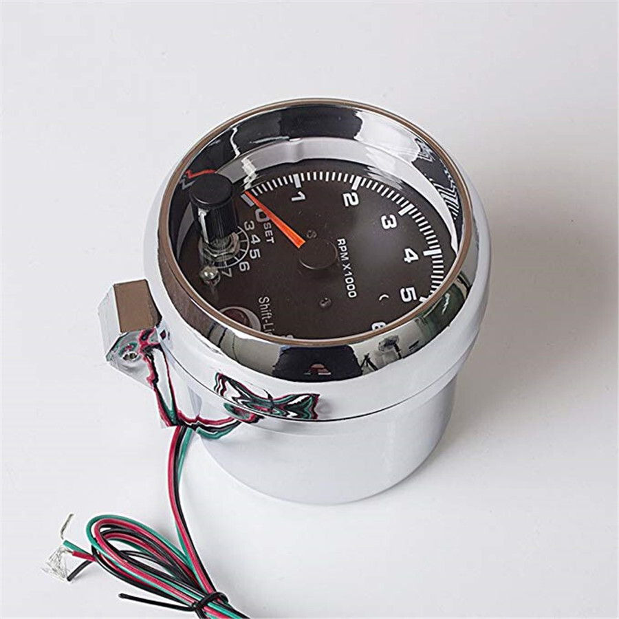 3.75″ Chrome 7 Colors Background LED Tachometer Red LED Shift Light RPM X 1000