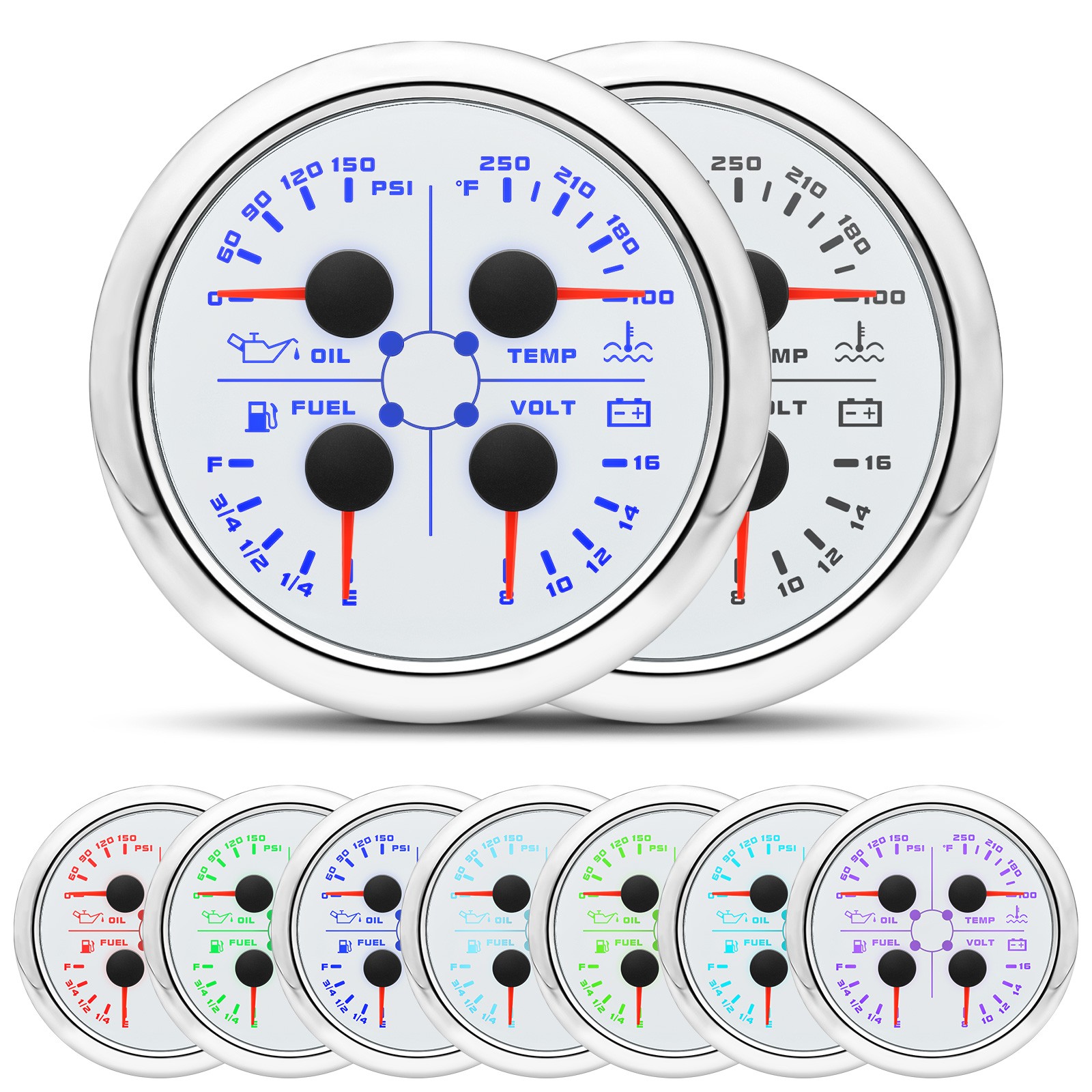 85mm GPS Speedometer 0-200MPH with Tachometer 0-8000RPM 4in 1 Gauge with Senders