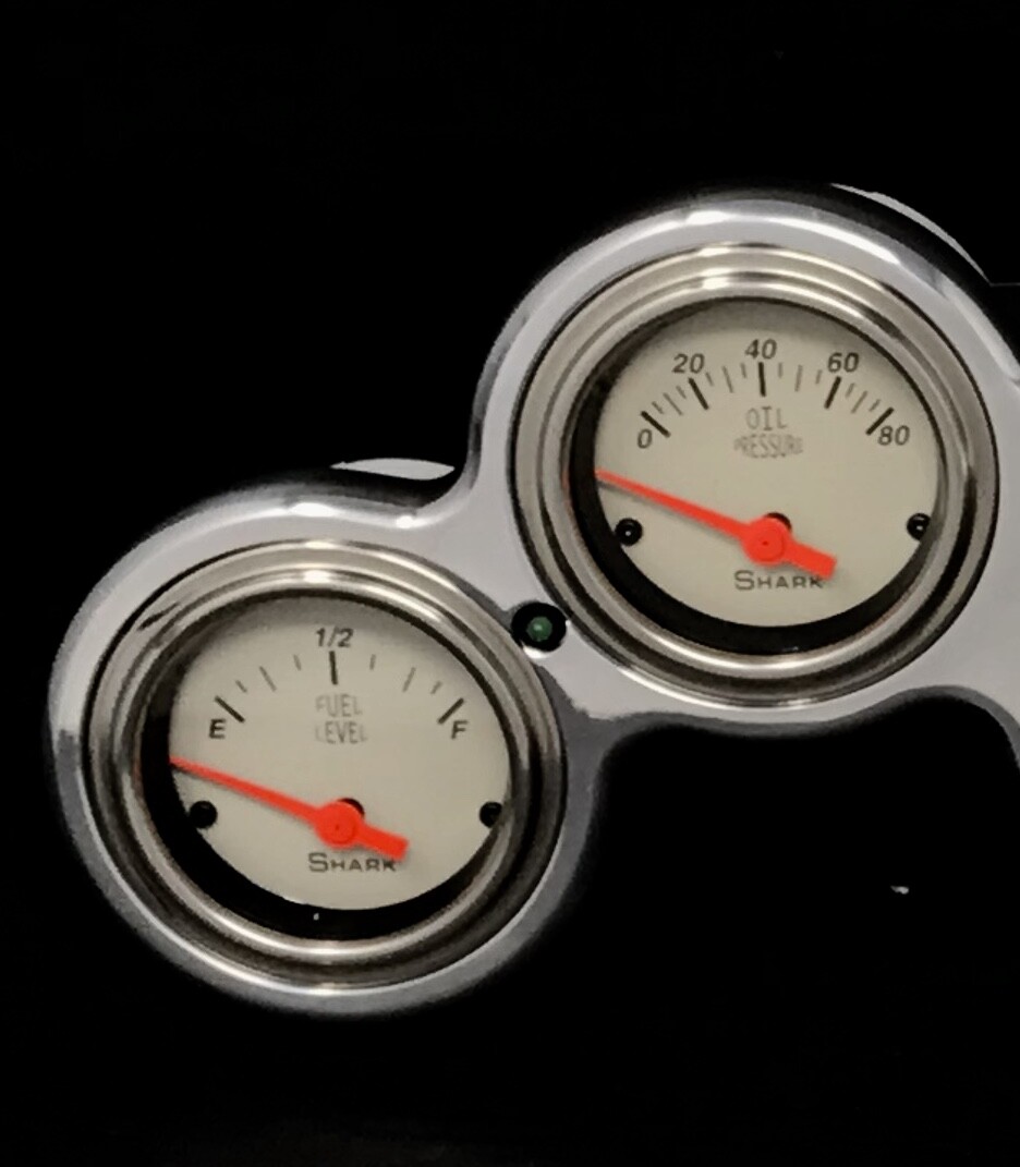 6 Gauge Universal Hot Rod Street Rod Dash Panel Insert Set Mechanical Shark