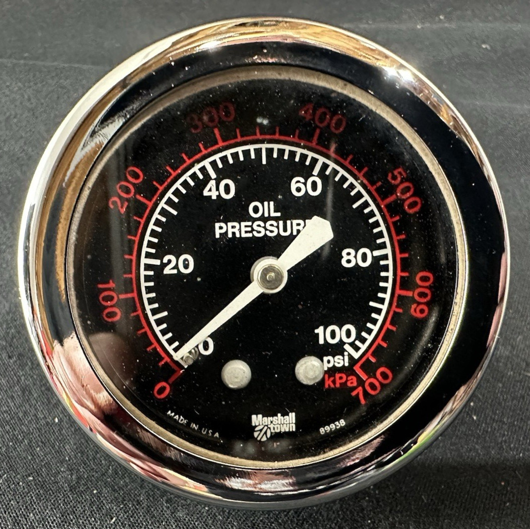 New Marshall Town 89938 Oil Pressure Gauge 0-100 PSI 1-3/4″ Diameter Dial