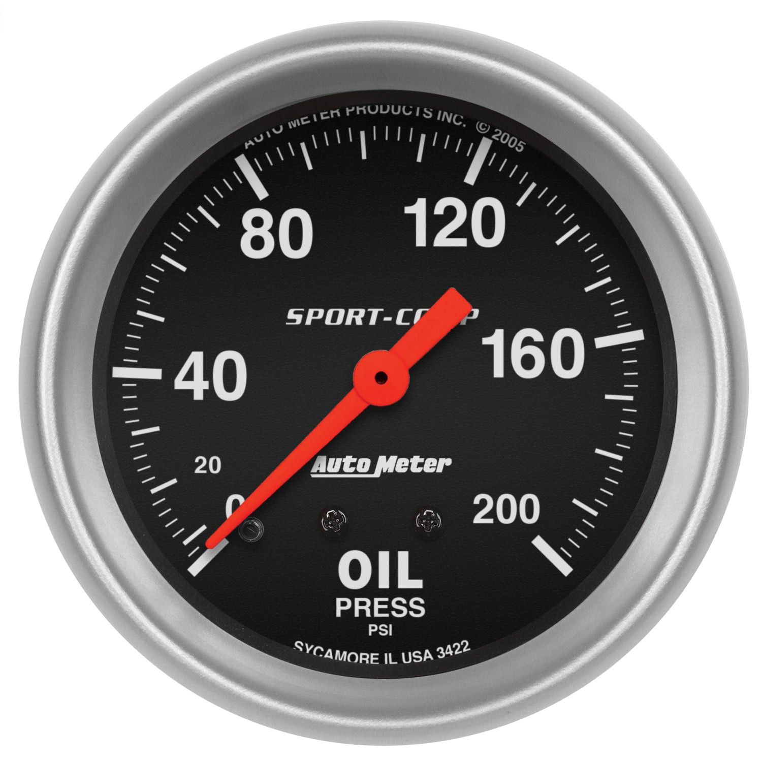 AutoMeter 3422 Sport-Comp Series 2-5/8″ Oil Pressure Gauge, 0-200 PSI