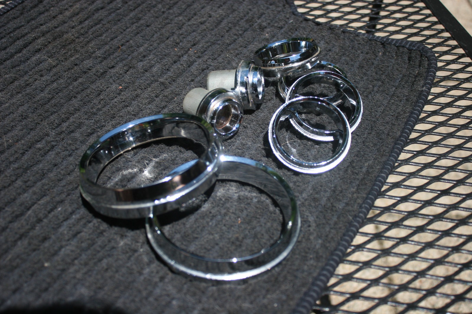 55-59 GMC Truck Vintage Dash Gauge Chrome Metal Bezel Set – 8 Pieces – NICE