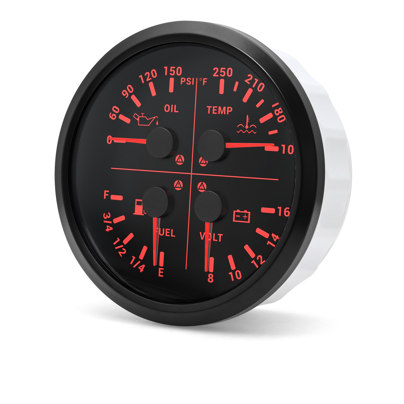 110mm 4 IN 1 Gauge Fuel Level Oil Pressure Water Temp Voltmeter For Car Boat
