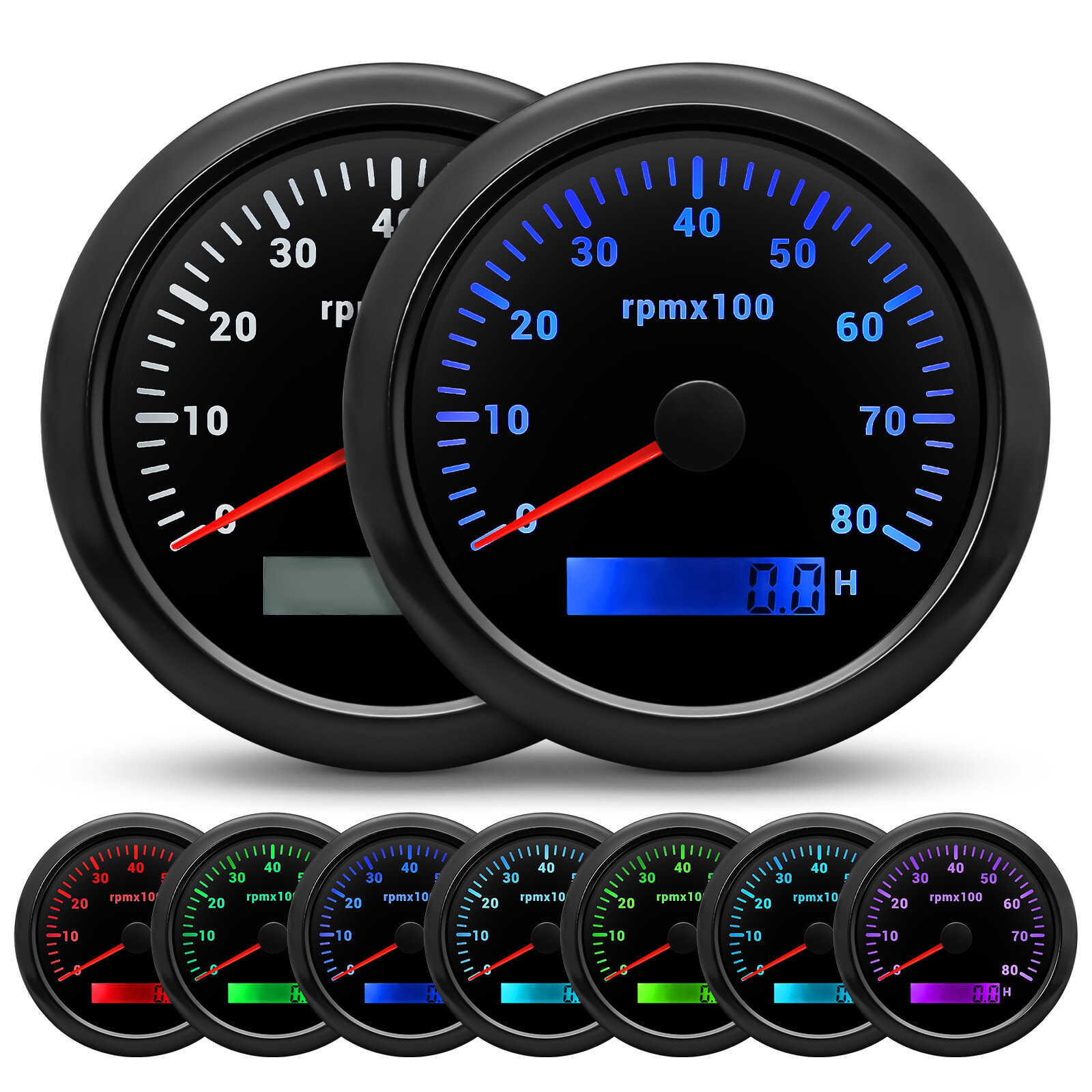 6 Gauge Set 85MM GPS Speedometer Tacho & 52mm Fuel Gauge Temp Oil Volt Car Boat