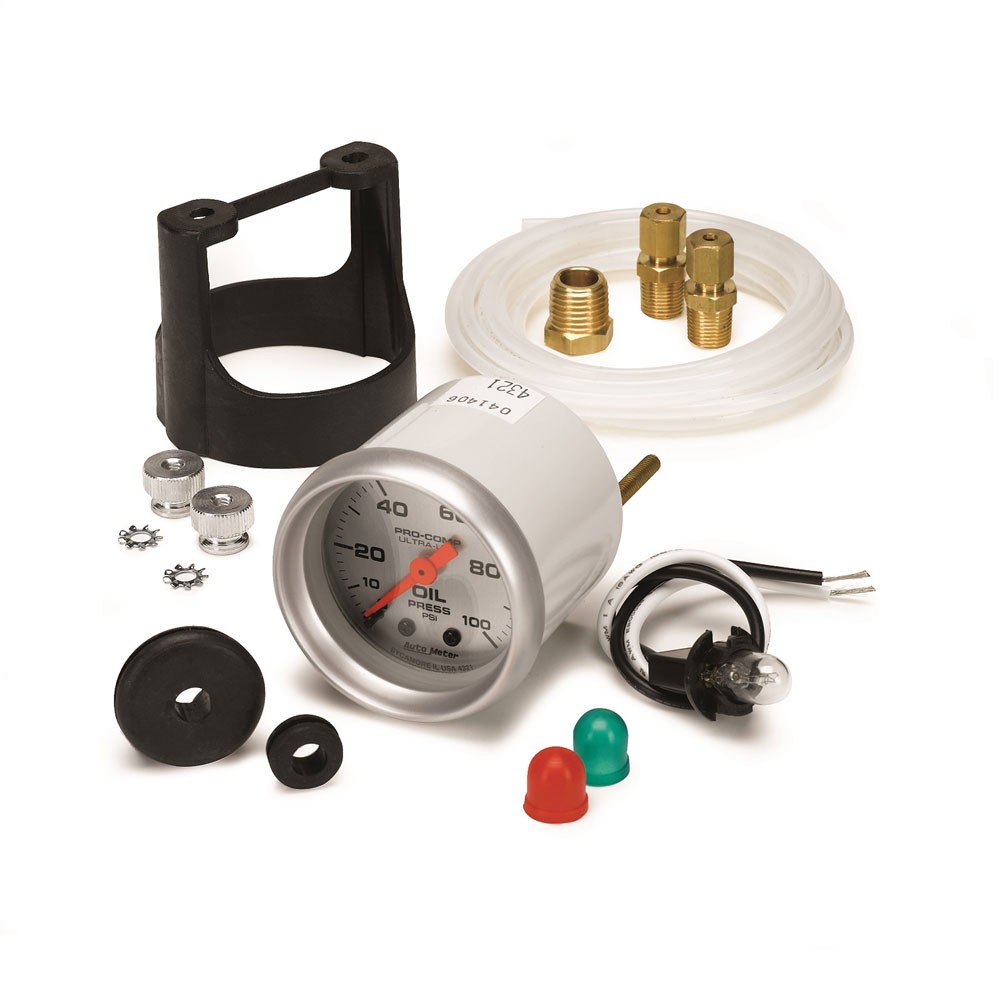 Auto Meter Oil Pressure Gauge 4321; Ultra-Lite 0-100 psi 2-1/16 in. Mechanical