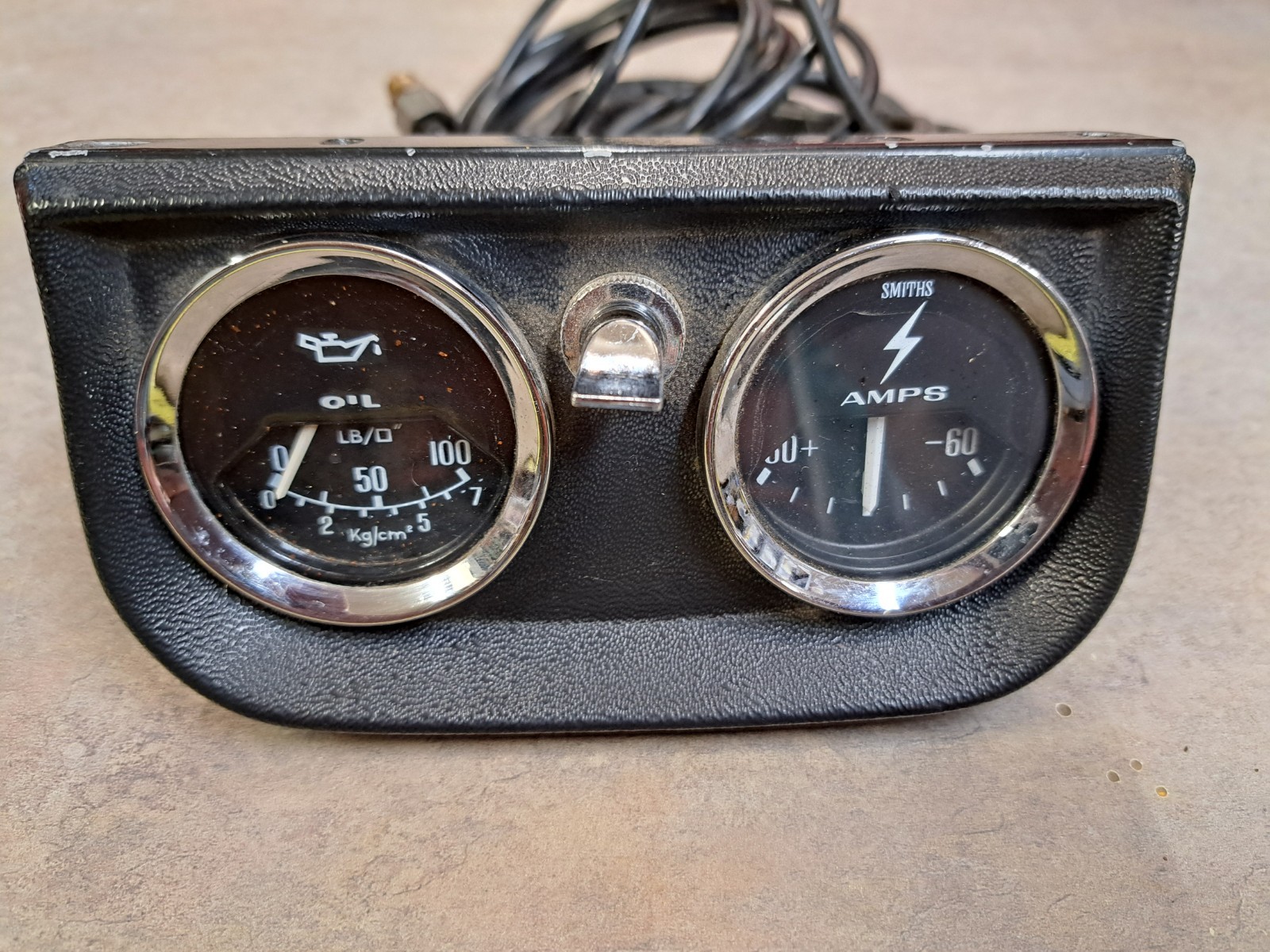 Vintage Smiths Amps & Oil Pressure Guages Used Works with Mounting Bracket &Wire