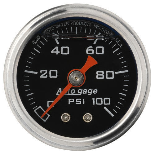 Auto Meter Fuel Pressure Gauge 0-100psi 1-1/2 in. Black/White (Liquid Filled)