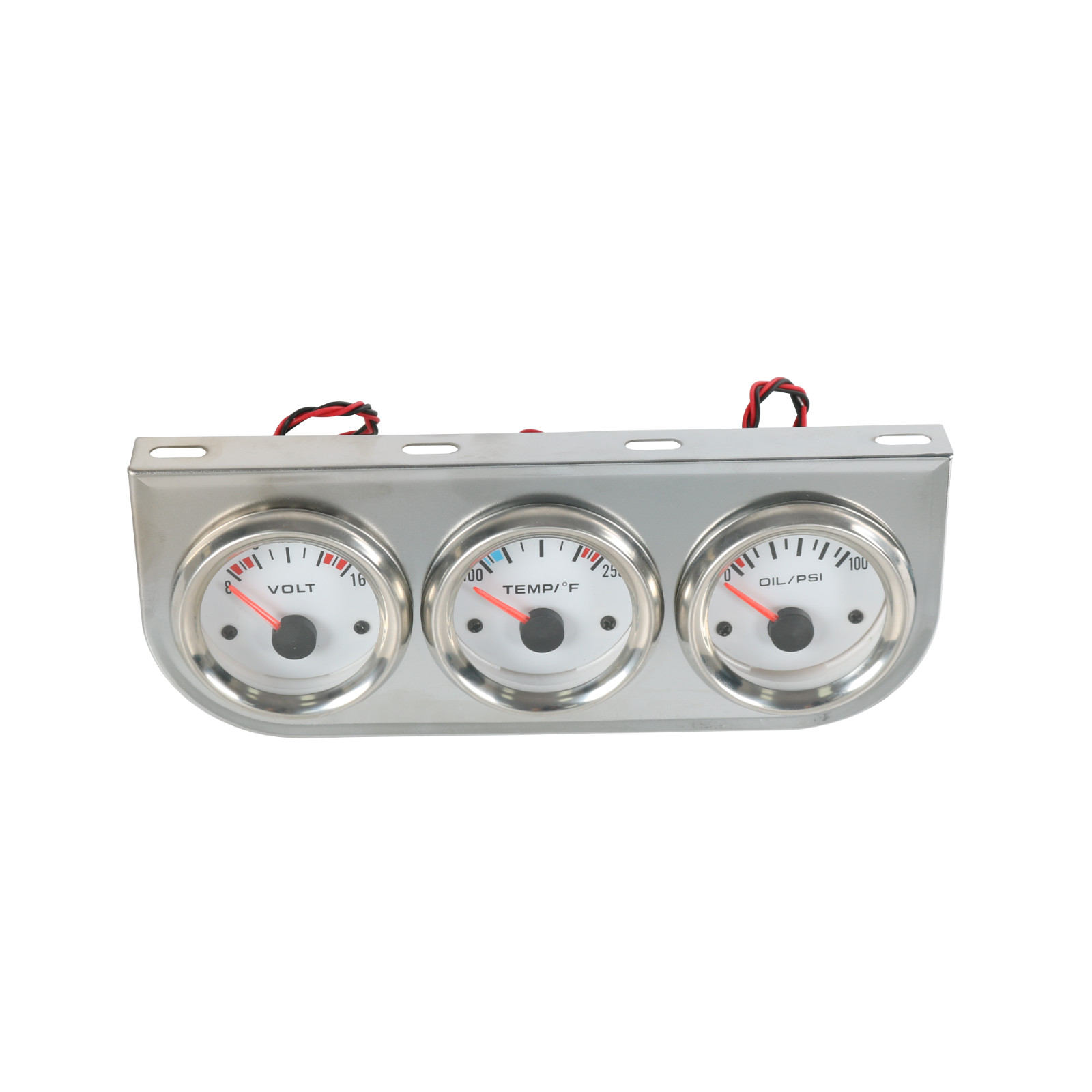 2” 52mm Mechanical Chrome Triple 3 Gauge Set Oil Pressure Volt Meter Water Temp
