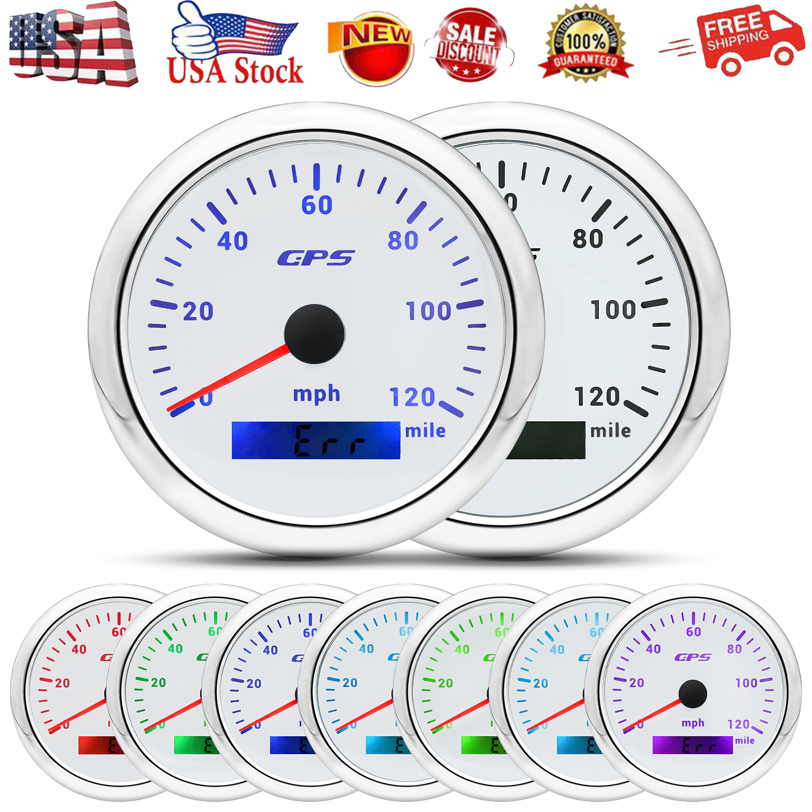 85MM Waterproof GPS Speedometer Odometer 120MPH Gauge for Boat Car Marine Truck