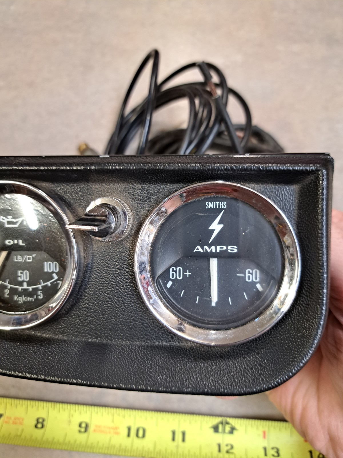 Vintage Smiths Amps & Oil Pressure Guages Used Works with Mounting Bracket &Wire