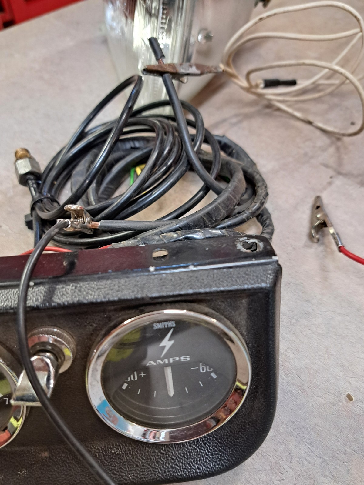 Vintage Smiths Amps & Oil Pressure Guages Used Works with Mounting Bracket &Wire