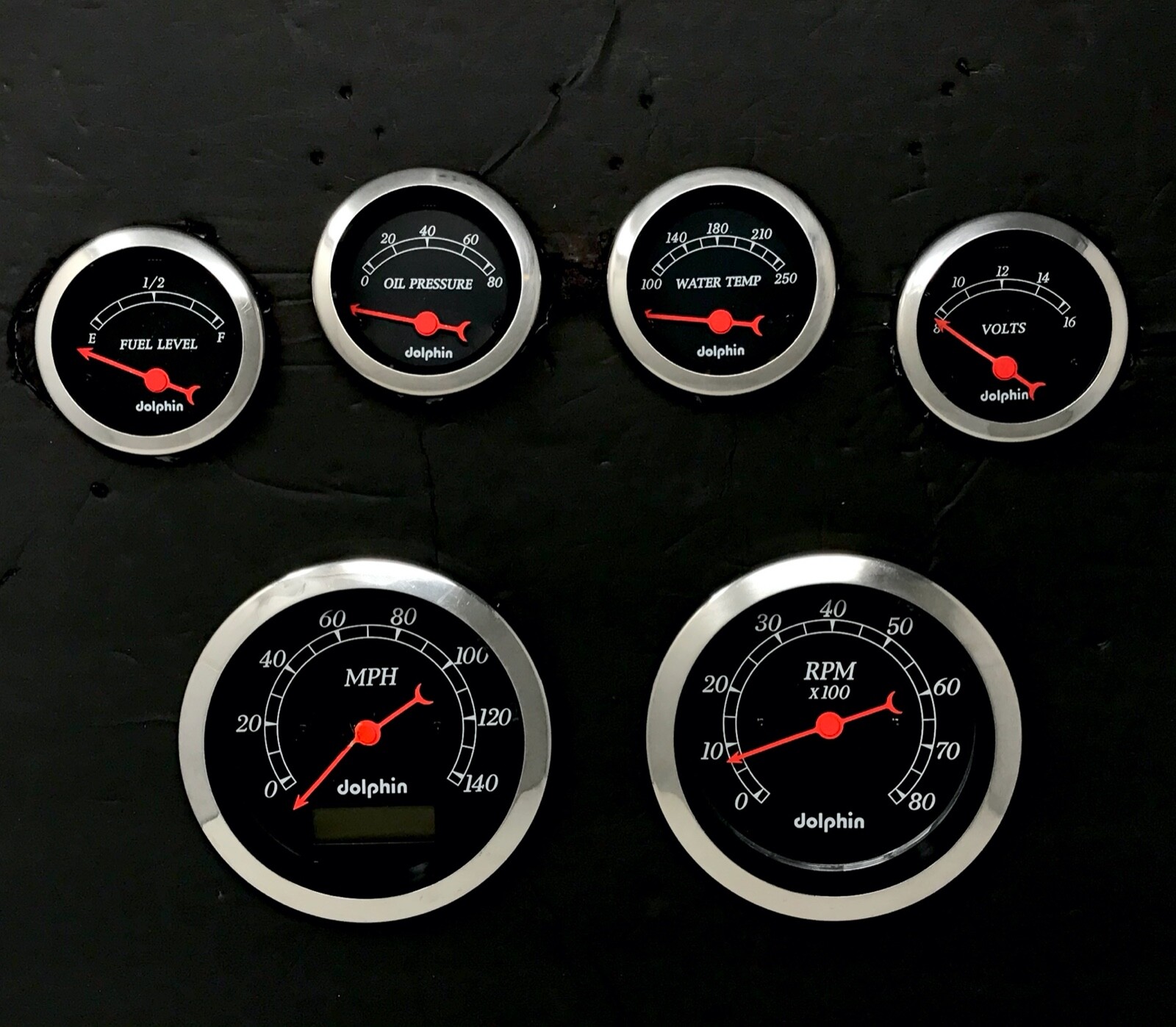 6 Gauge Hot Rod Street Rod Universal Dash Set Programmable Speedometer Black