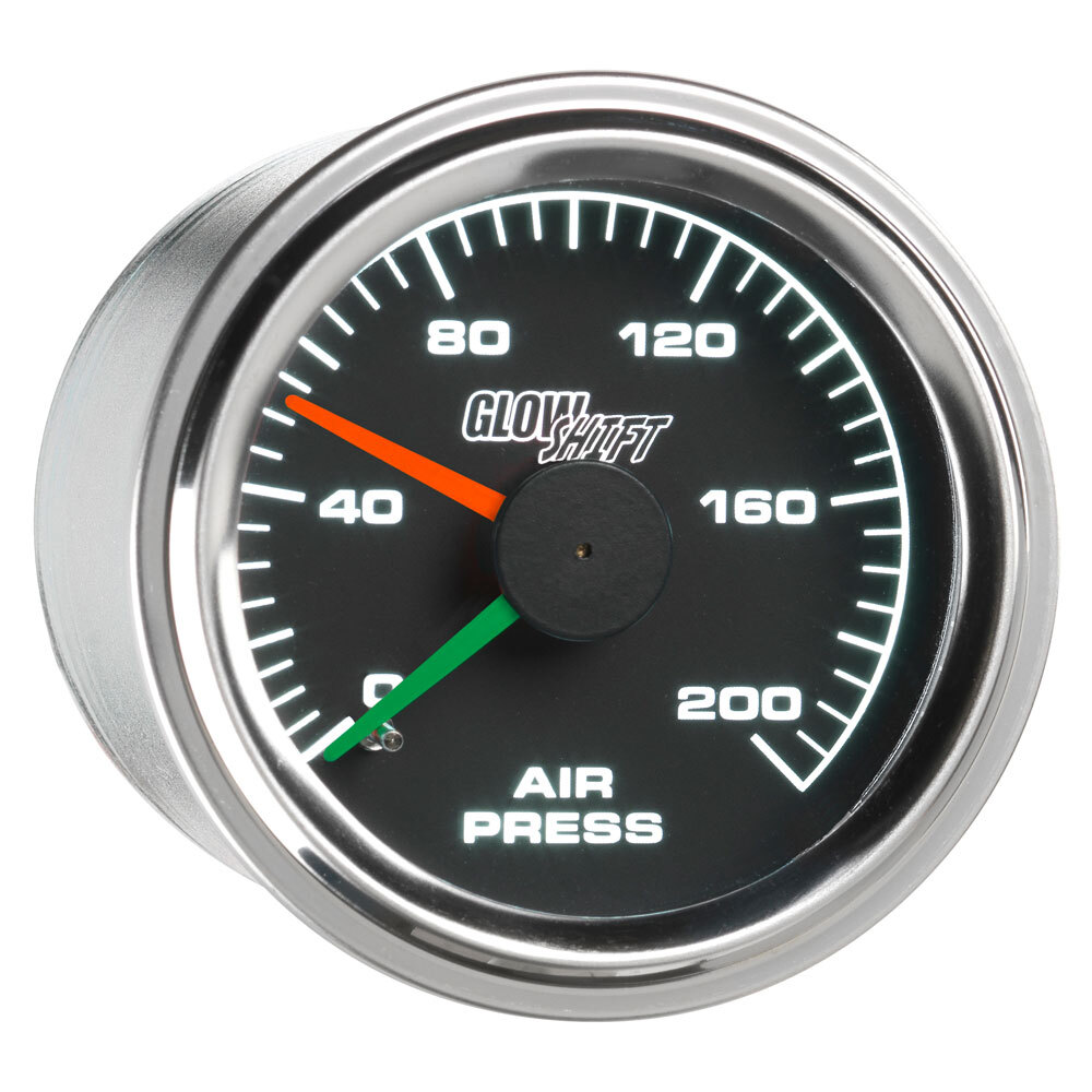 GlowShift Black Mechanical 200 PSI Dual Needle Air Pressure Suspension Gauge
