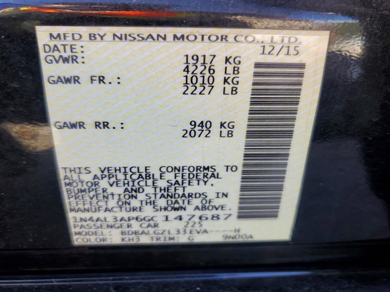 Speedometer Cluster 4 Cylinder MPH Base Fits 16-17 ALTIMA 829042