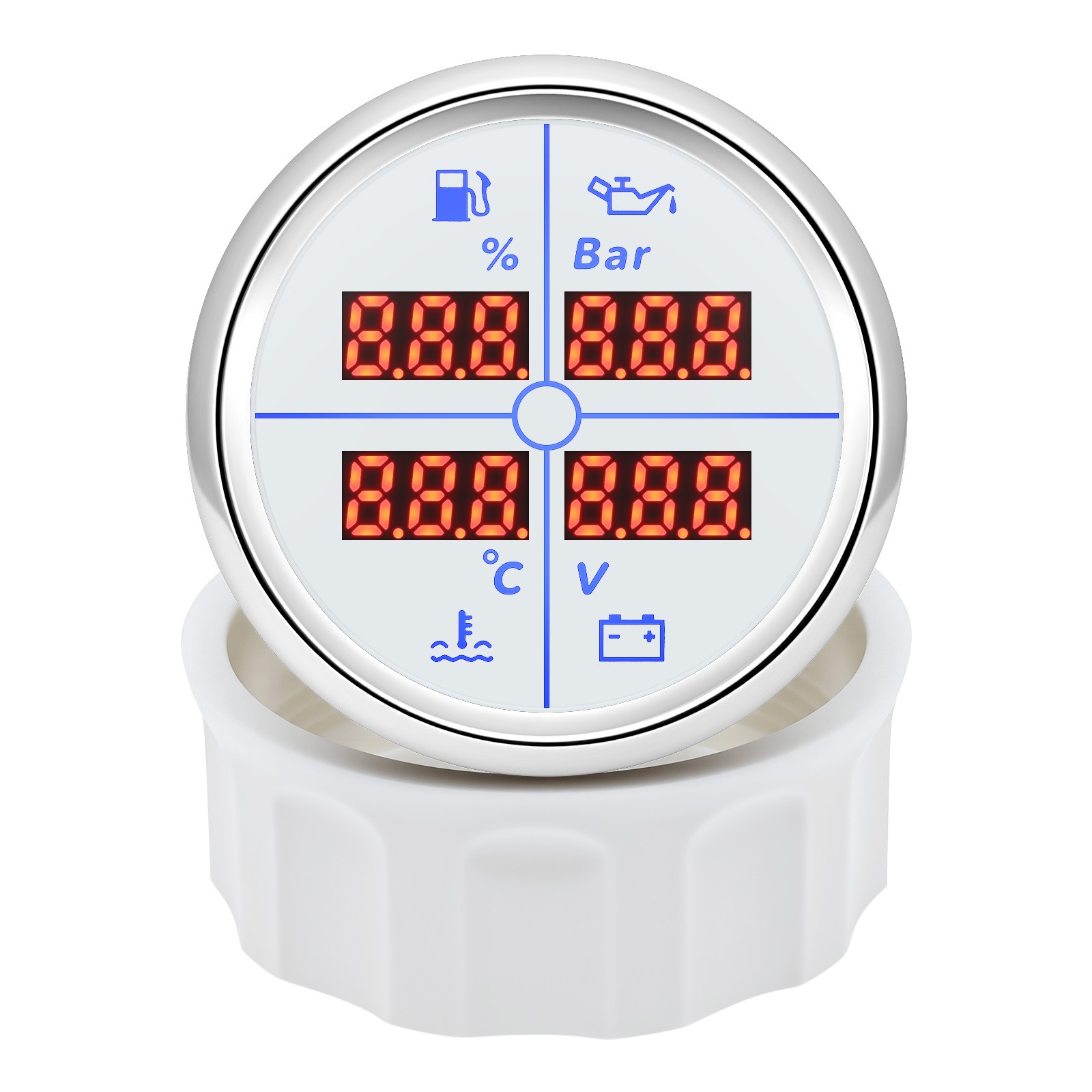 52mm 4in1 Gauge Car Fuel Level Gauge 240-33ohm Water Temp Oil Pressure Voltmeter
