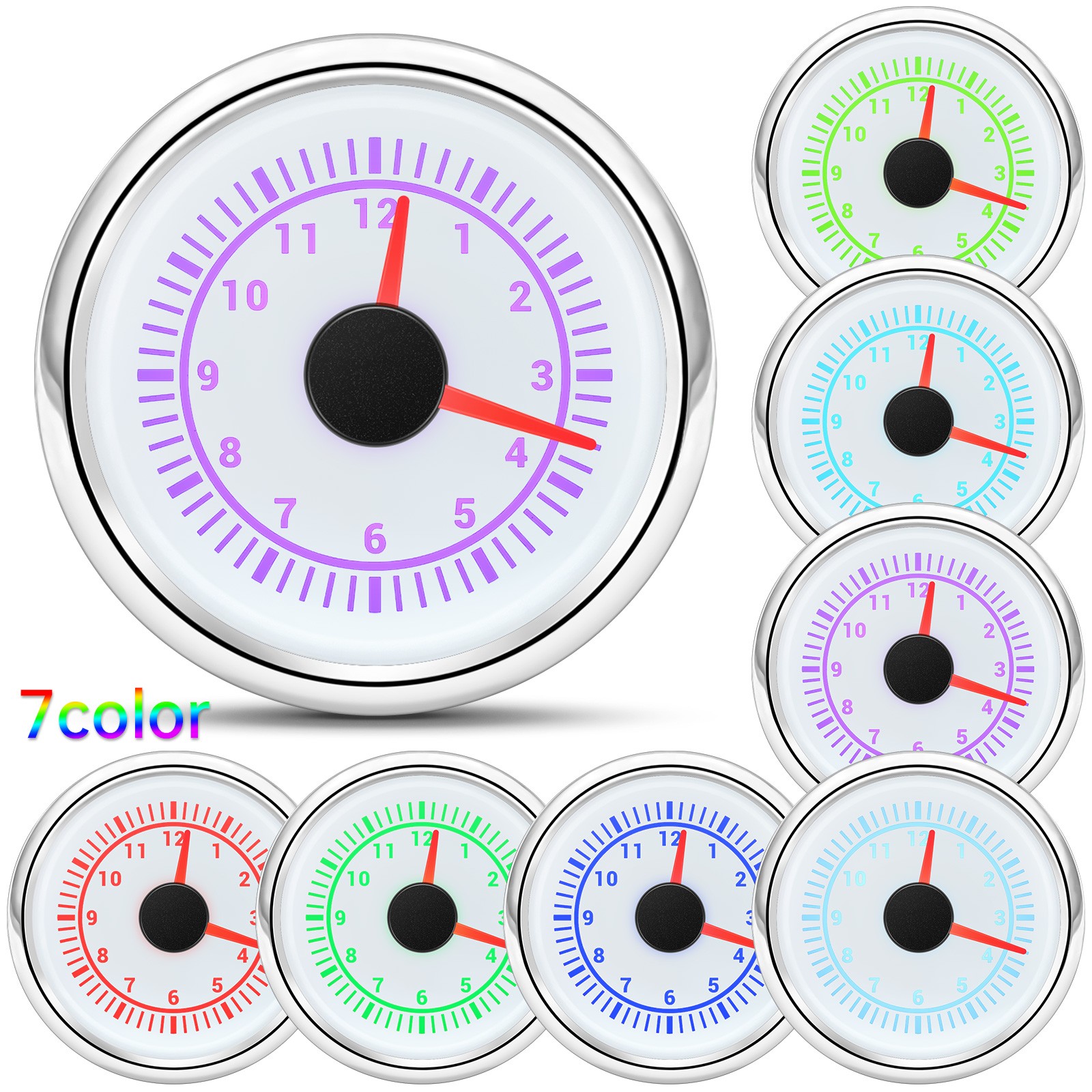 8 Gauge Set 85mm GPS Speedometer 60MPH Tacho 52mm Fuel Temp Volt Oil Clock Trim