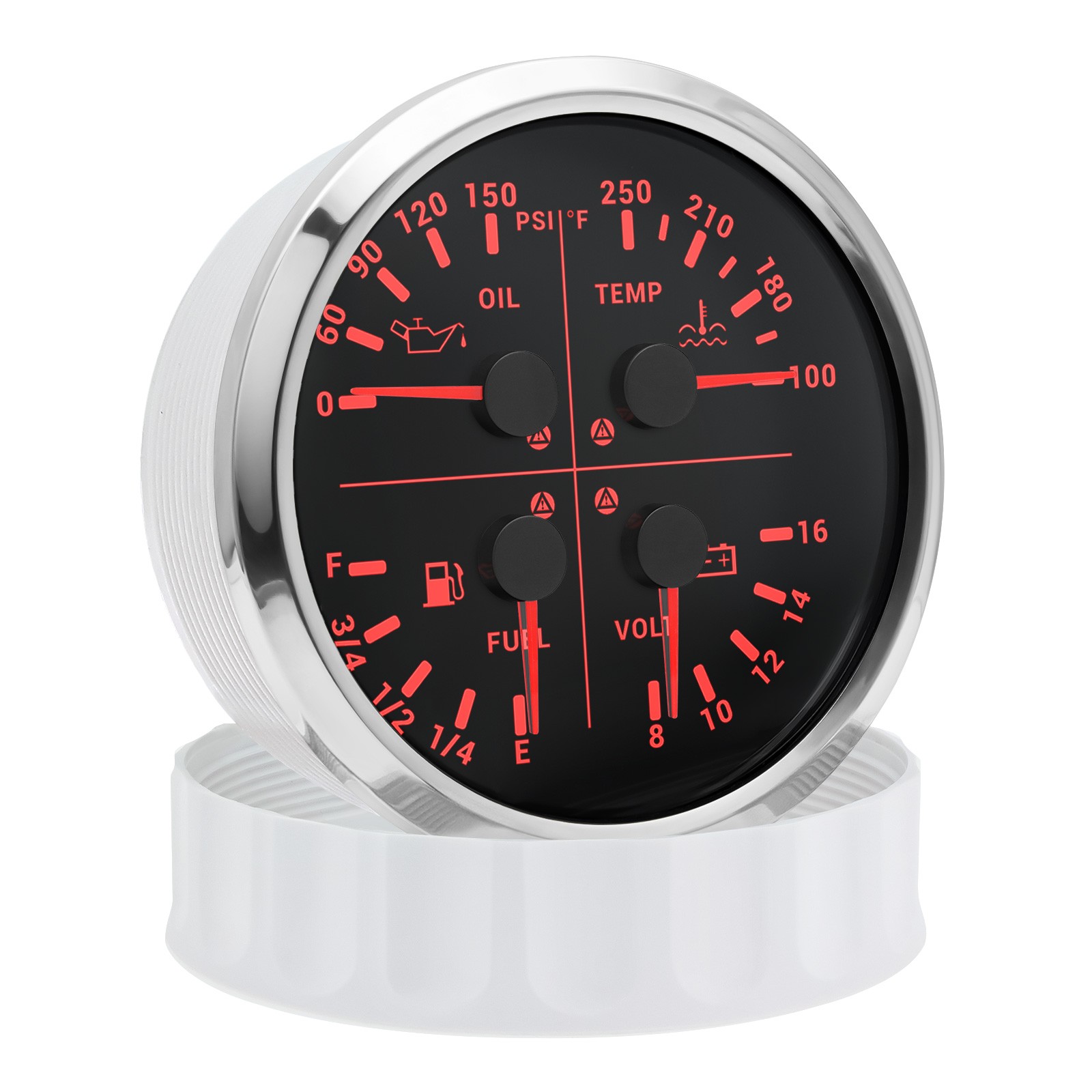 110mm 4 IN 1 Multifunction Gauge Fuel Level Oil Pressure Water Temp Volt US