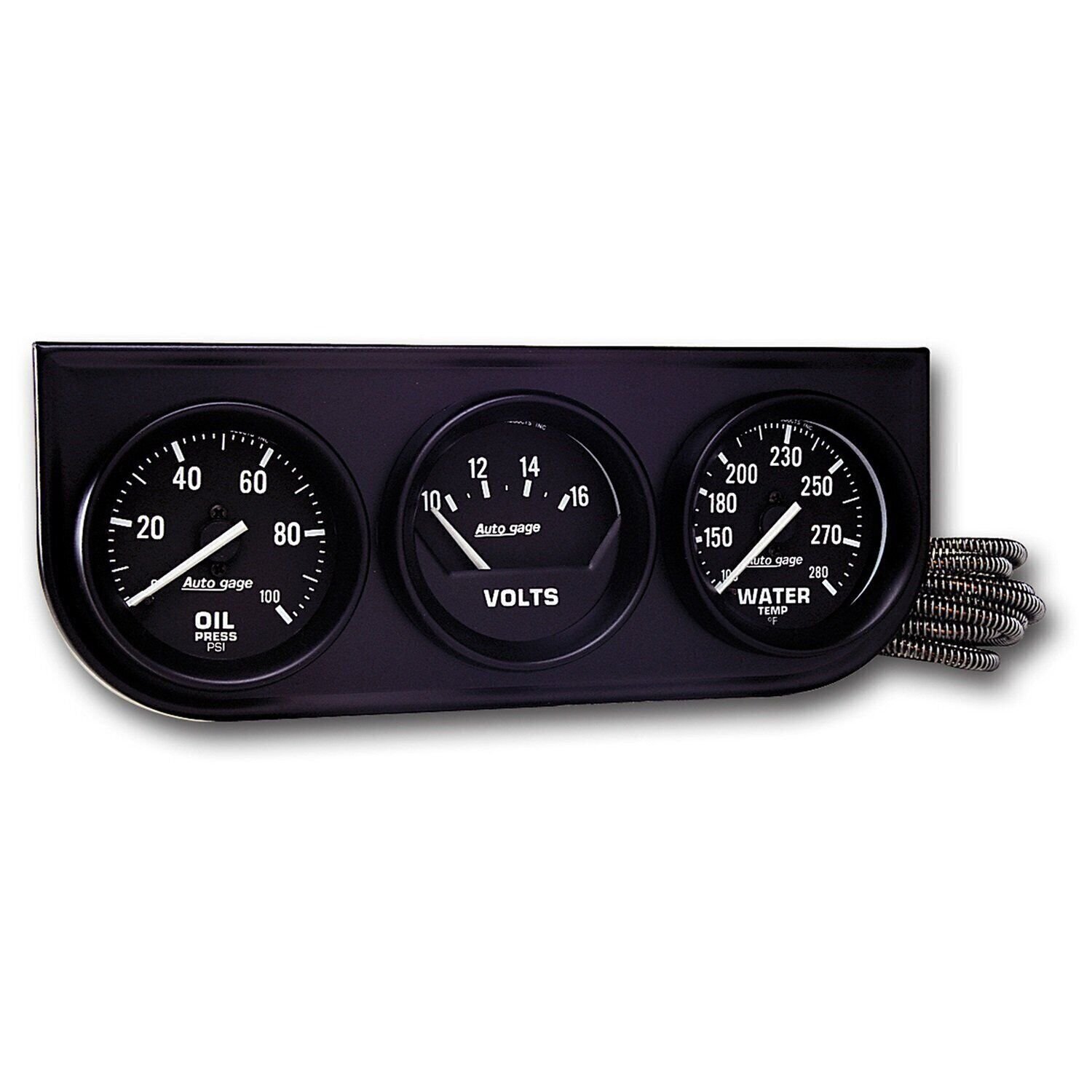 AUTO METER 2397 Autogage Black Console Oil/Volt/Water Gauge,2.3125 in., Black