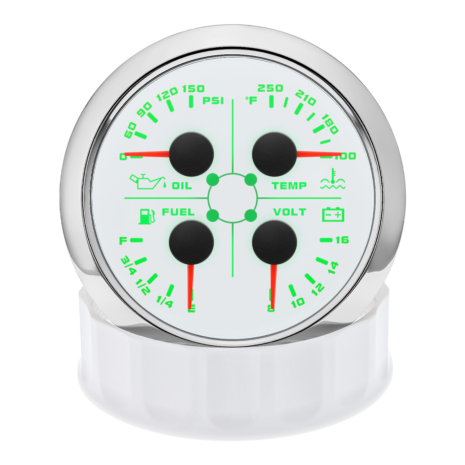 85mm 4 in 1 Gauge Boat Fuel Level 240-33 ohms Water Temp Oil Pressure Voltmeter