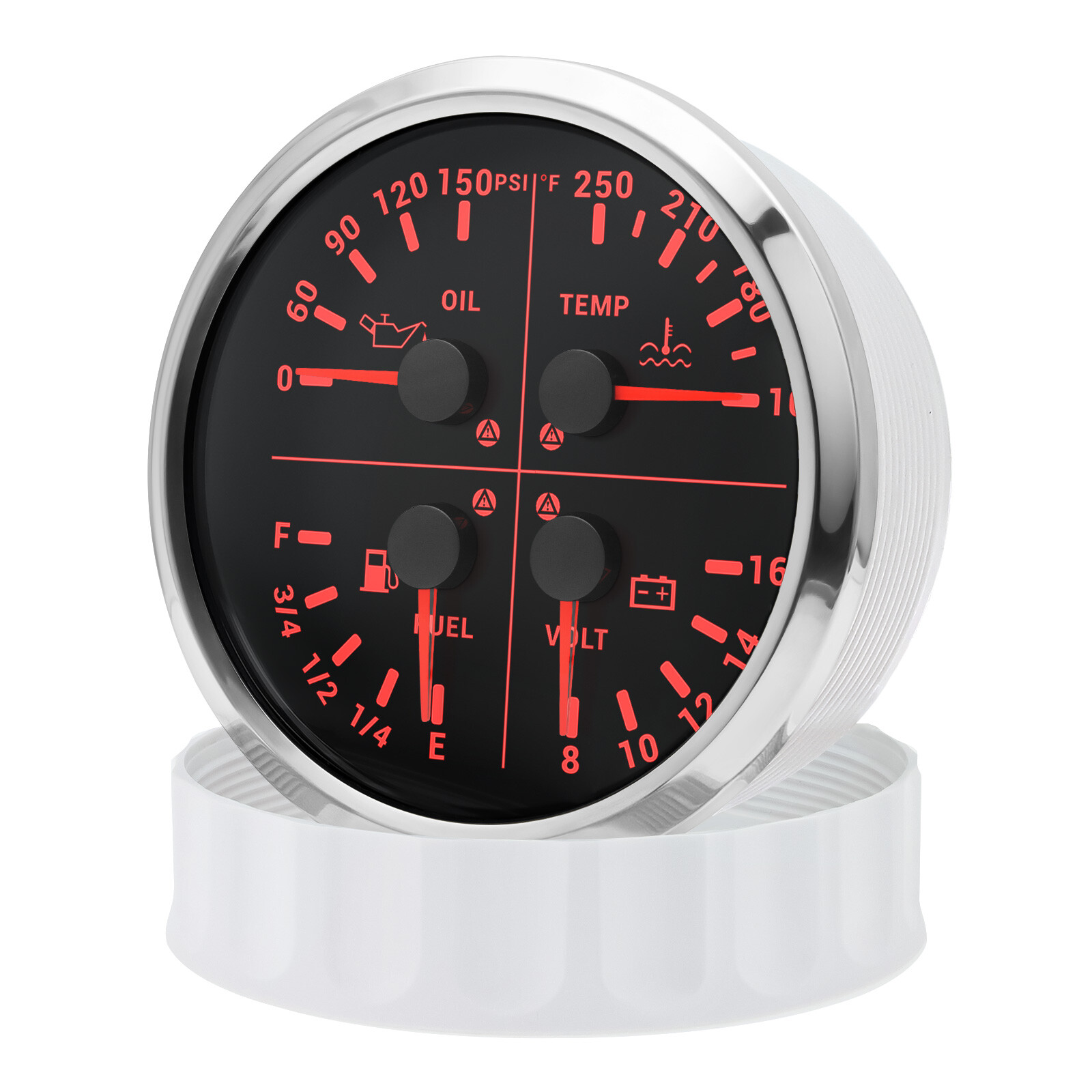110MM Boat 4 IN 1 Multifunction Gauge Fuel Level Oil Pressure Water Temp Volt US
