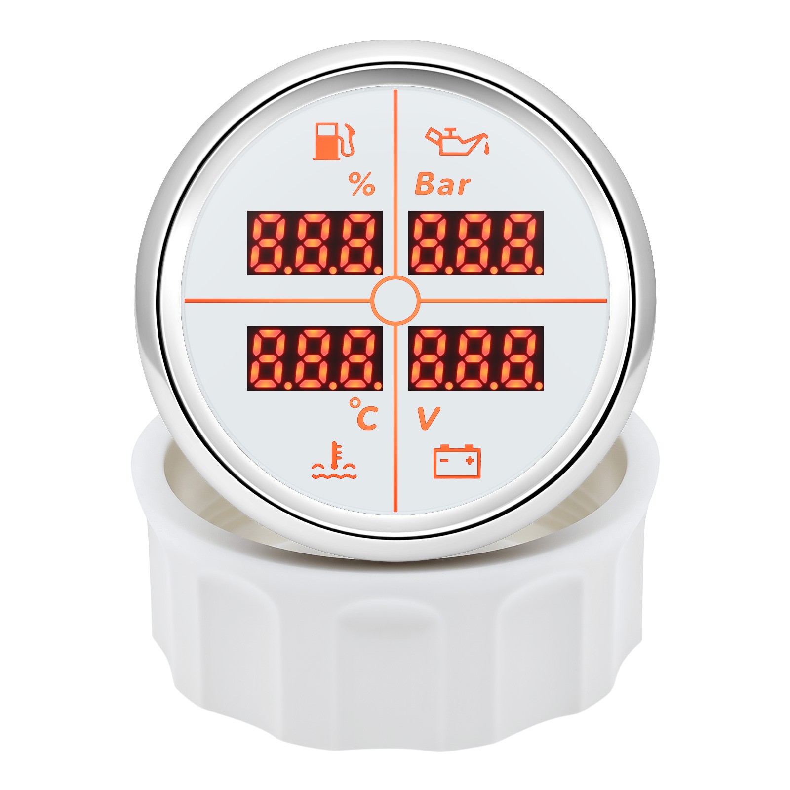 52mm 4in1 Gauge Car Fuel Level Gauge 240-33ohm Water Temp Oil Pressure Voltmeter