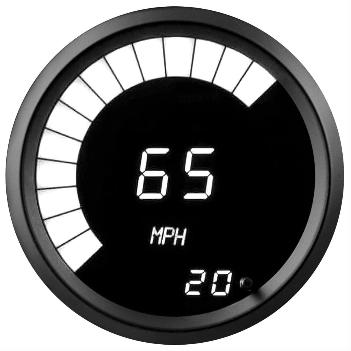 Universal 6 Gauge Set With White LED Gauges and Black Bezel + Made In The USA