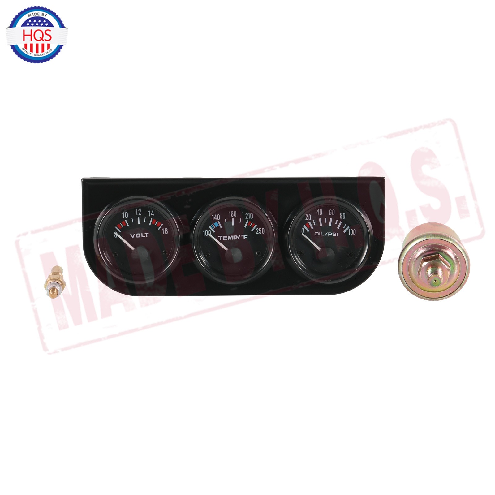 2″ 52mm Auto Car Triple Gauge Set Kit 3-in-1 Water Temp Oil Pressure Volt Meter