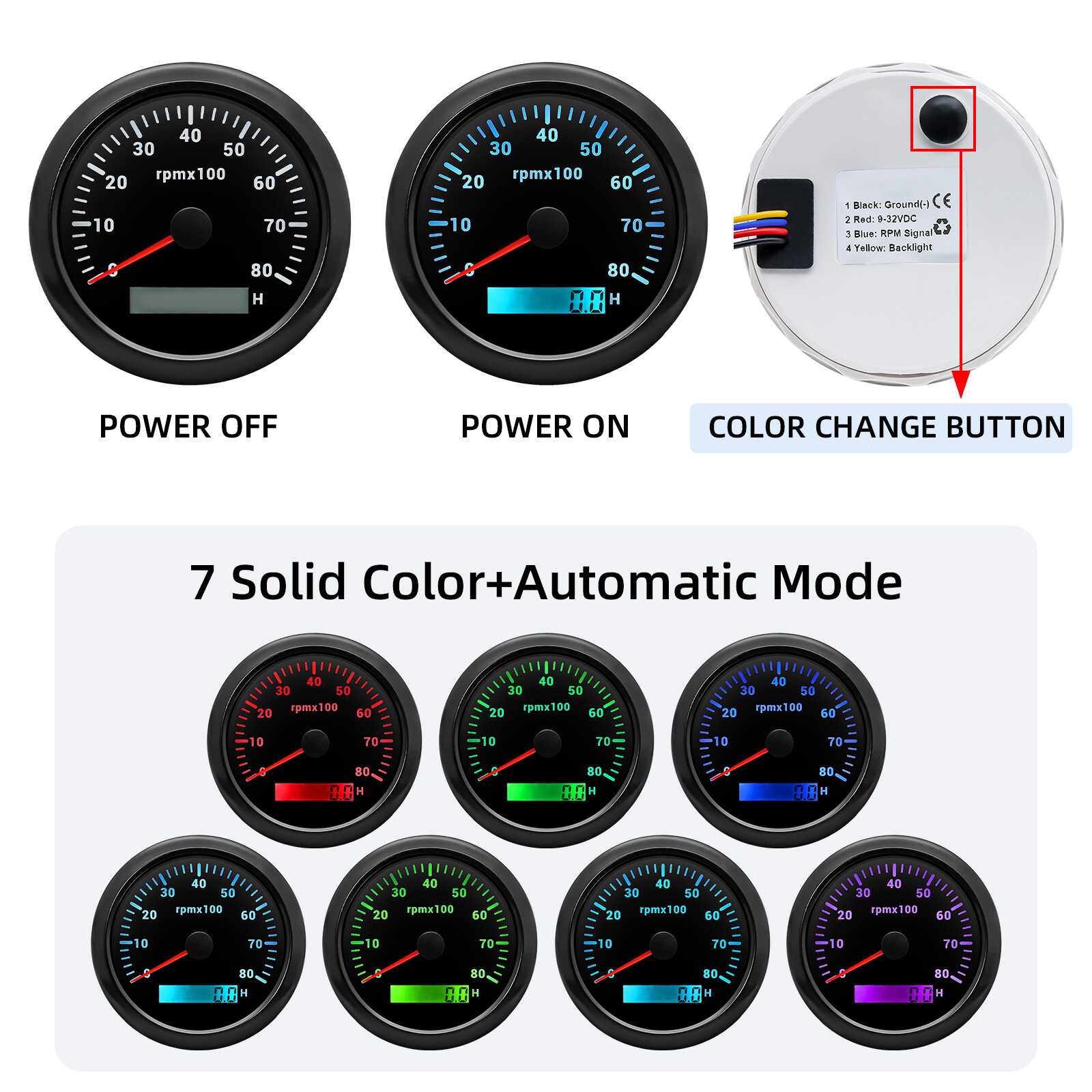 6 Gauge Set 85MM GPS Speedometer Tacho & 52mm Fuel Gauge Temp Oil Volt Car Boat
