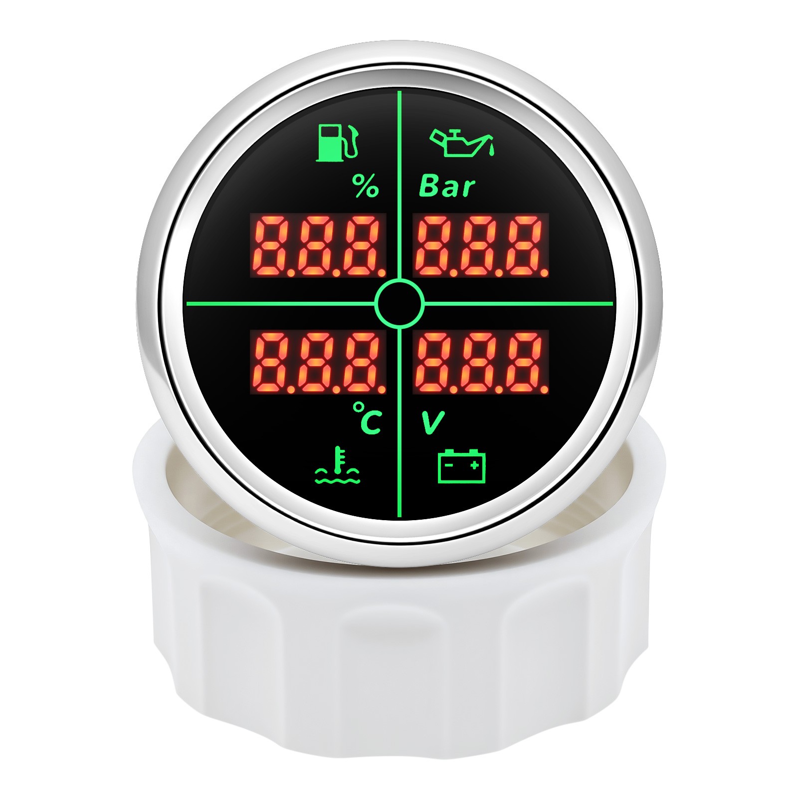 52MM 4 IN 1 Multifunction Gauge Fuel Level Oil Pressure Water Temp Volt Gauge