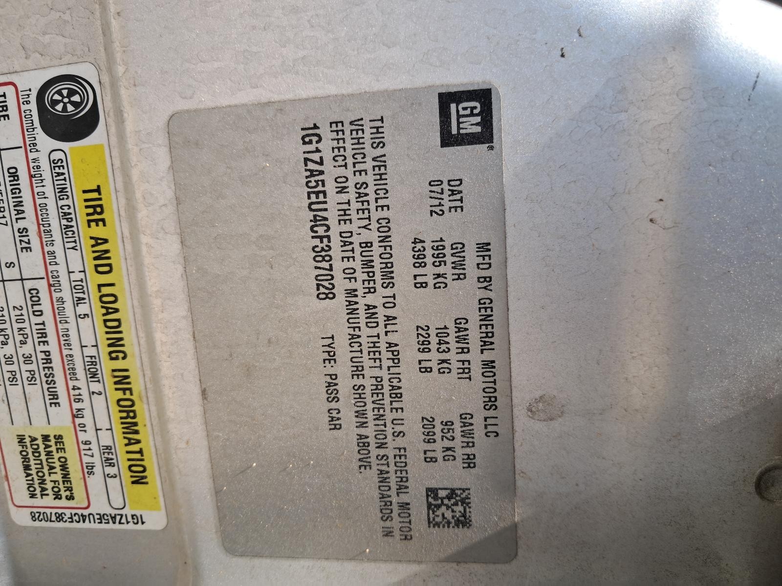 Used Speedometer Gauge fits: 2012 Chevrolet Malibu cluster MPH fleet Grade A