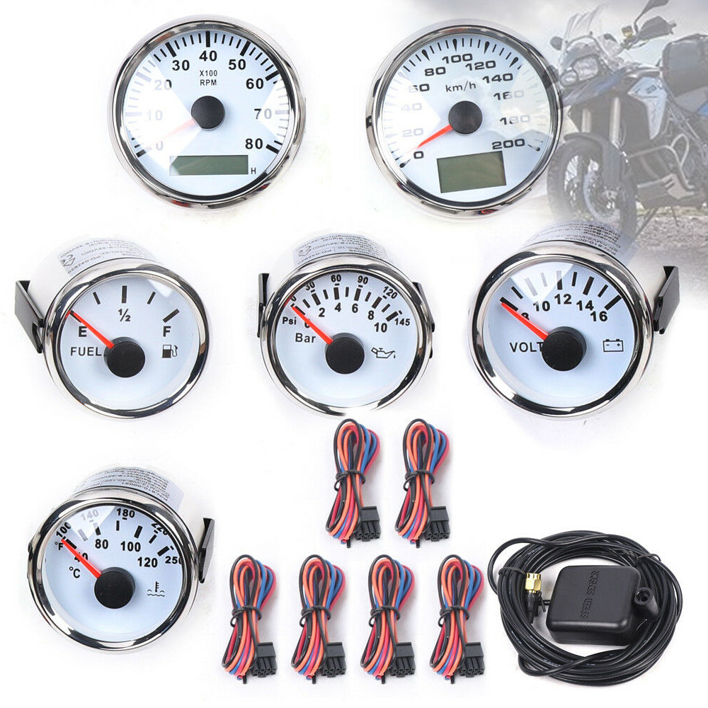 Universal 6 Gauge Kit GPS Speedometer Fit Car Marine Boat Truck Yacht Waterproof
