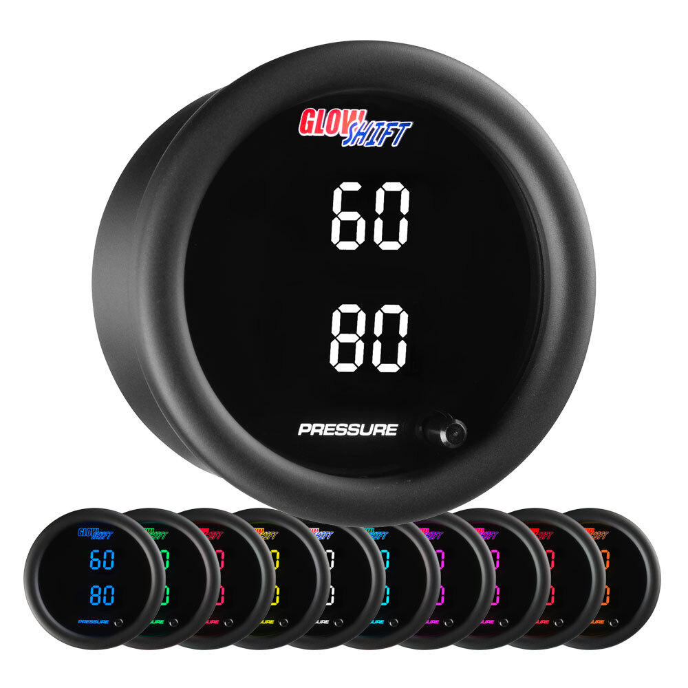 GlowShift 10 Color Digital Dual Pressure Gauge – Boost, Oil PSI, Fuel PSI
