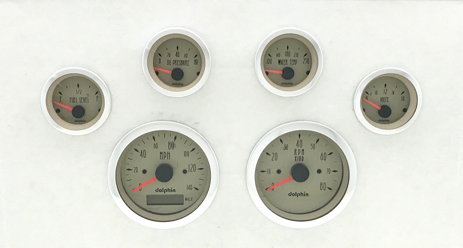DOLPHIN GAUGES 6 GPS STREET ROD GAUGE SET STREET ROD HOT ROD, UNIVERSAL TAN