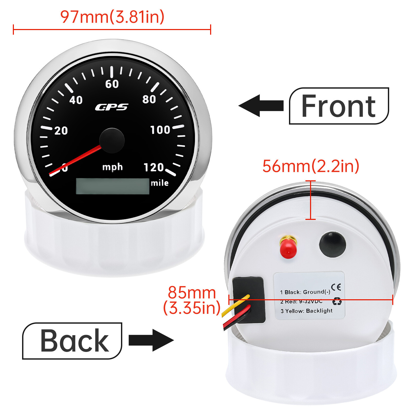 8 Gauge Set 85mm GPS Speedometer 120MPH&tacho 8000RPM Gauge for Boat Waterproof