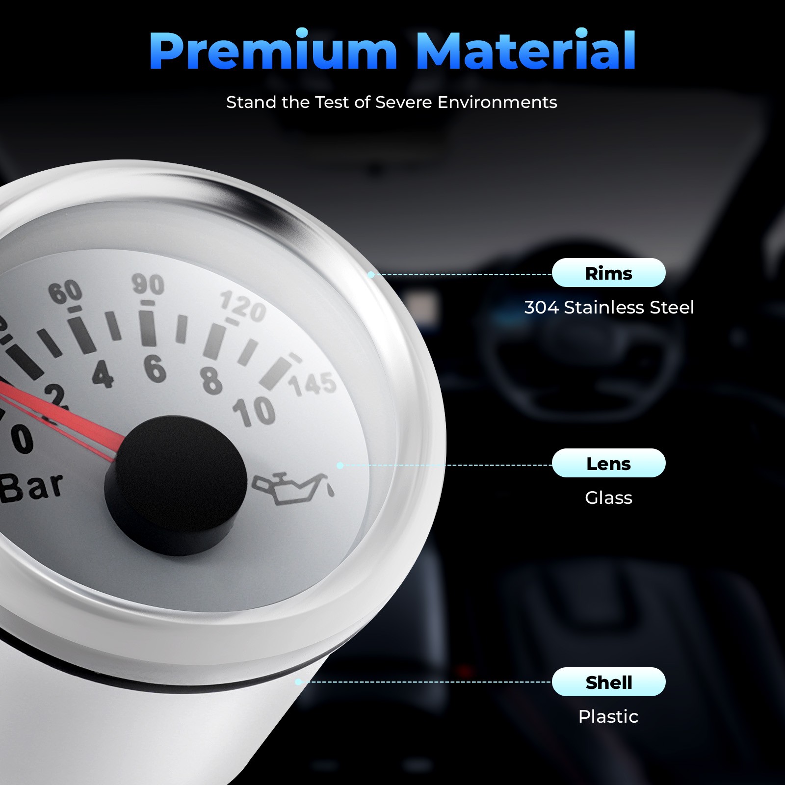 Universal 6 Gauge Kit GPS Speedometer Fit Car Marine Boat Truck Yacht Waterproof