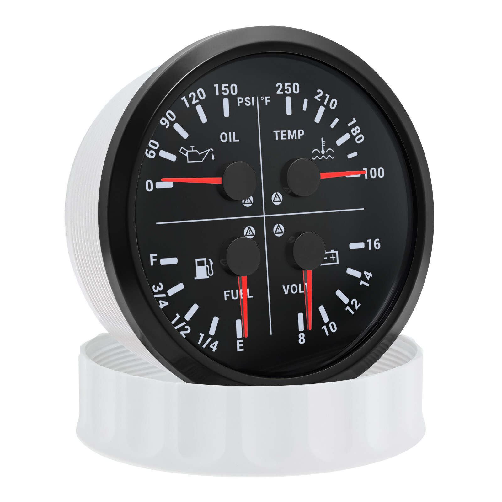 110mm 4 IN 1 Gauge Fuel Level Oil Pressure Water Temp Voltmeter For Car Boat