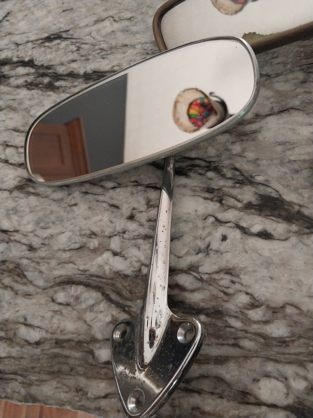 Vintage Rearview Car Mirrors & Under Dash Vintage Oil & Water Gauge