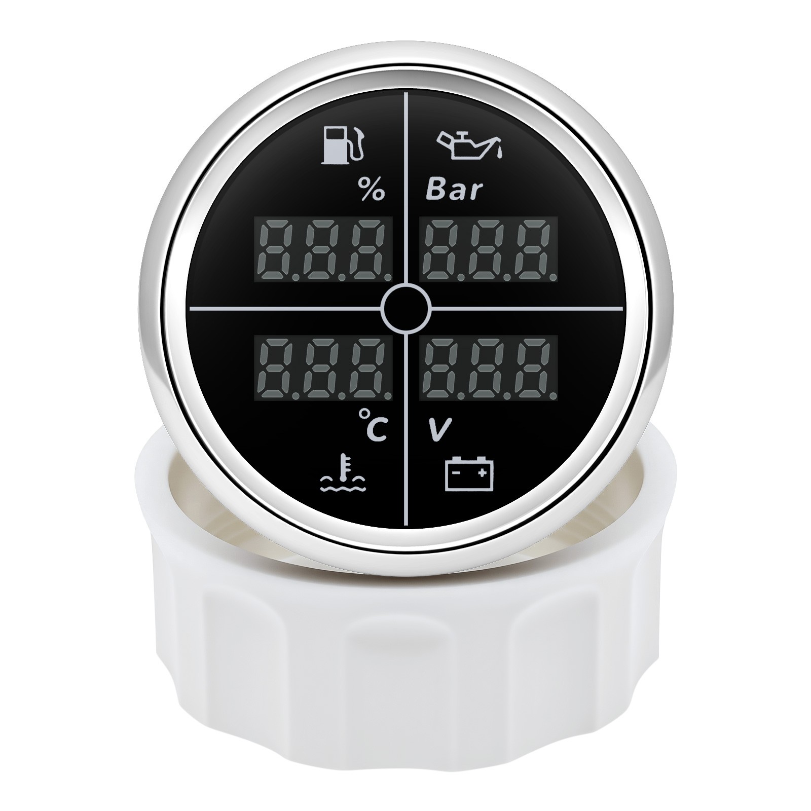 52MM 4 IN 1 Multifunction Gauge Fuel Level Oil Pressure Water Temp Volt Gauge