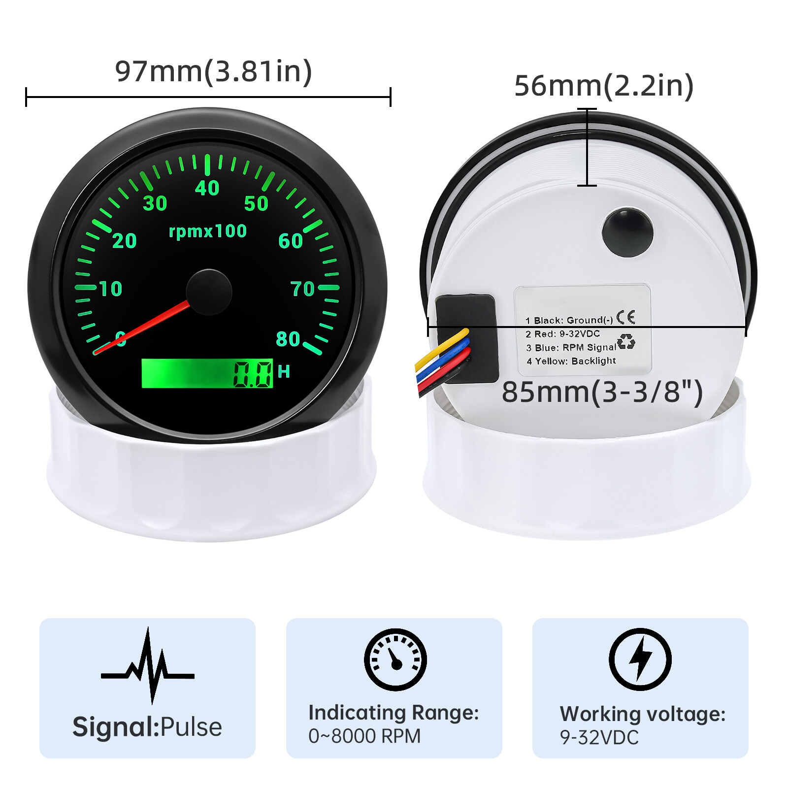 8 Gauge Set 85mm GPS Speedometer 160MPH Tacho 52mm Fuel/Volt/Oil/Temp/Trim/Clock