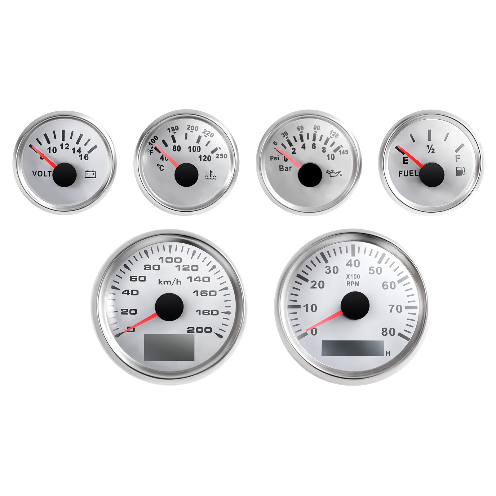 Universal 6 Gauge Kit GPS Speedometer Fit Car Marine Boat Truck Yacht Waterproof