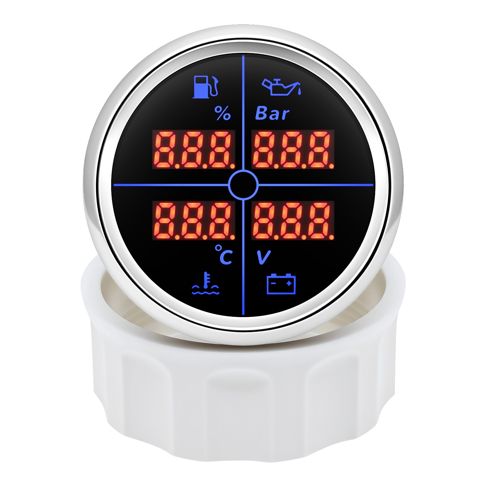52MM 4 IN 1 Multifunction Gauge Fuel Level Oil Pressure Water Temp Volt Gauge